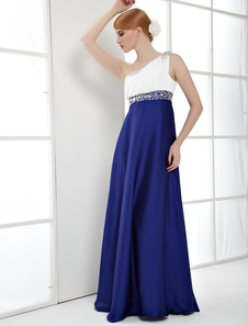 Robe de soirée taille empire en satin stretch à une épaule