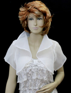 Châle nuptial à col rabattu tulle blanche, style princesse