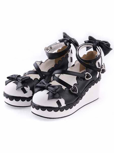 Chaussures Lolita en PU noires à talons compensés