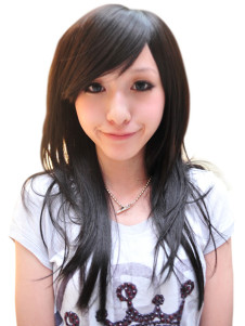 Unique perruque longue droite noire synthétique