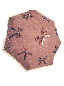 Brown Bows Polka Dot Lolita Umbrella