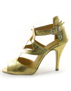 Chaussures de danse latine à talons aigus rétro or en PU