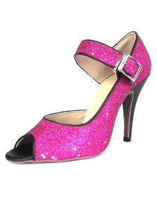 Chaussures de danse latine sexy rouges rosées avec paillettes