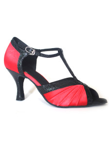 Chaussures de danse latine à talons bobines rétro en satin