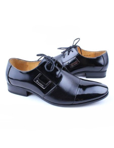 Black Glitter Pointed Toe Lace Up Men's Groom Shoes