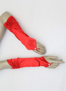 Rouge plissé Satin robes de mariées mariage mitaines