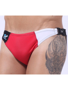 Slip charme en spandex noir color-block avec boucle