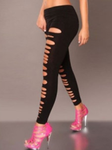 Adorables leggins féminins sexy en acrylique noir creusé