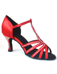 Chaussures de danse latine classiques en satin avec rhinestones