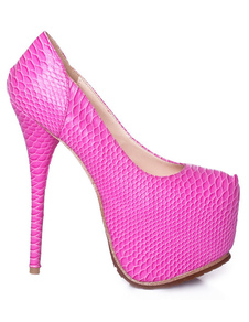 Escarpins à talons aigus rose en PU effet peau de serpent