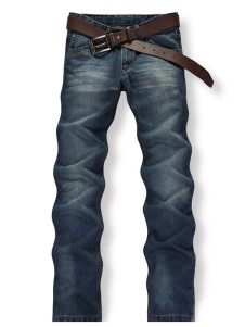 Deep Blue Distressed Zipper Men's Jeans