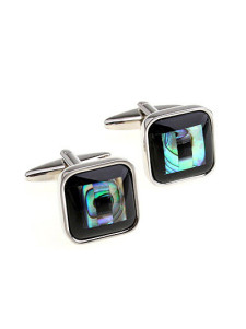 Bouton de manchette noir artistique carré