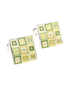 Bouton de manchette carré à carreaux