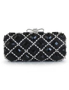 Pochette de soirée horizontale en soie avec cristaux