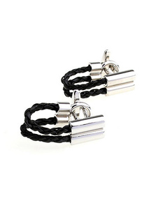 Bouton de manchette en cuir tissé