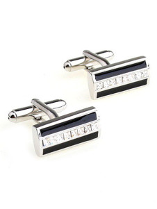 Bouton de manchette bicolore avec strass