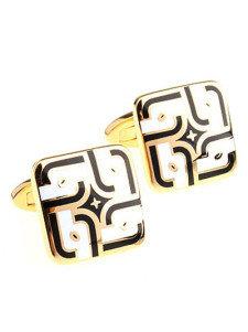 Bouton de manchette or imprimé artistique