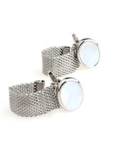 Bouton de manchette argent rond