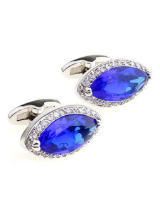 Bouton de manchette artistique avec strass bleue