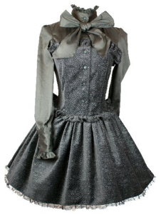 Vintage Black Cotton Floral Fake Two Piece Gothic Lolita Dress