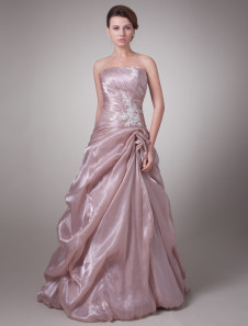 Robe mère de mariés rose bustier avec applique