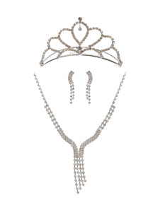 Ensemble de bijoux en métal argenté Fringe romantique pour la mariée
