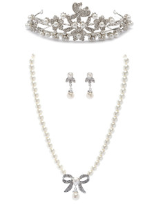 Set de Faux Bijoux Perle en métal feuilles Grace pour mariage