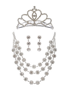 Argent métal Floral Set Bijoux pour mariage