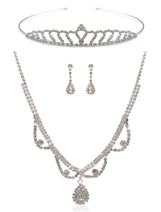 Ensemble de bijoux de mariage de la mariée métal concis d'argent