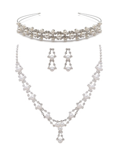 Mignon fausse perle métal bijoux nuptiales ensemble