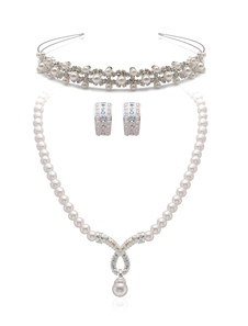 Doux fausse perle métal bijoux nuptiales ensemble