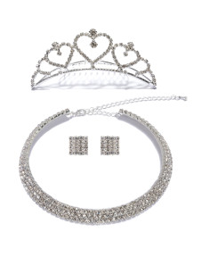 Ensemble de bijoux élégant de mariage pendentif coeur de rhinestone