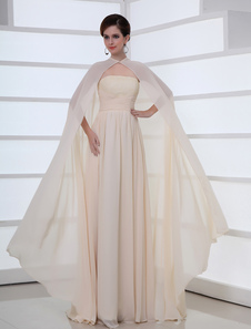 Robe de soirée taille empire rose en chiffon bustier longueur plancher