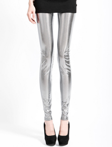 Charmant leggins pour femmes à la mode en spandex argent