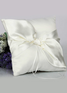 Ivoire Big Bow Satin bague de mariage au porteur oreiller
