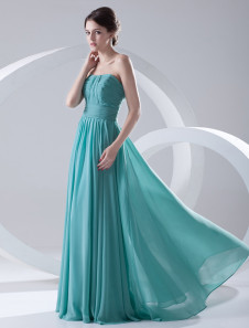 Robe de soirée taille empire verte forêt en chiffon bustier