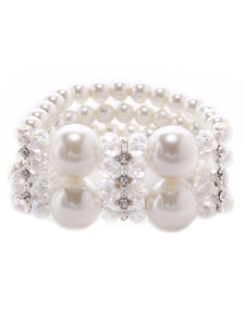 Ivory Imitated Pearl Metal Bridal Bracelet