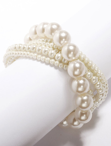 Bracelet de mariée en chaîne avec fausse perle ivoire