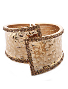 Deluxe Gold Metal Bridal Wide Bracelet