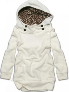 Sweat-shirt chaud en coton blanc à motif léopard