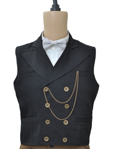 Gilet steampunk vintage noir croisé