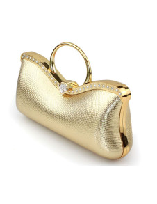 Pochette de soirée en soie métallique avec cristal