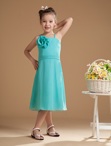 Sweet Sky Blue Chiffon Flower Decoration Flower Girl Dress