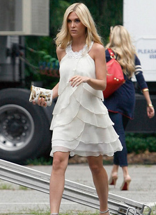 Mini robe de Gossip Girl sexy ivoire en chiffon à licou