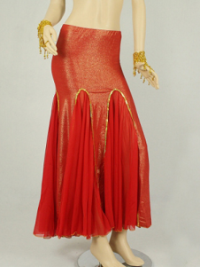 Red Mermaid Trumpet Chiffon Sexy Belly Dance Long Skirt