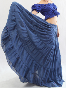 Blue Cotton Bohemian Belly Dance Long Skirt