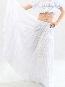Bohemian White Cotton Attractive Belly Dance Long Skirt