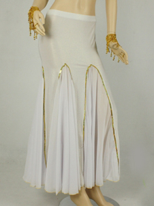 White Chiffon Attractive Belly Dance Long Mermaid Skirt