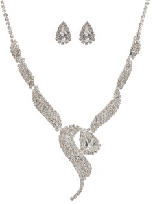 Ensemble de bijoux en métal argenté noble pour mariage