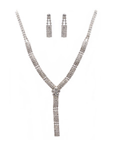 Ensemble de bijoux mariage élégant Fringe Fashion métal argenté